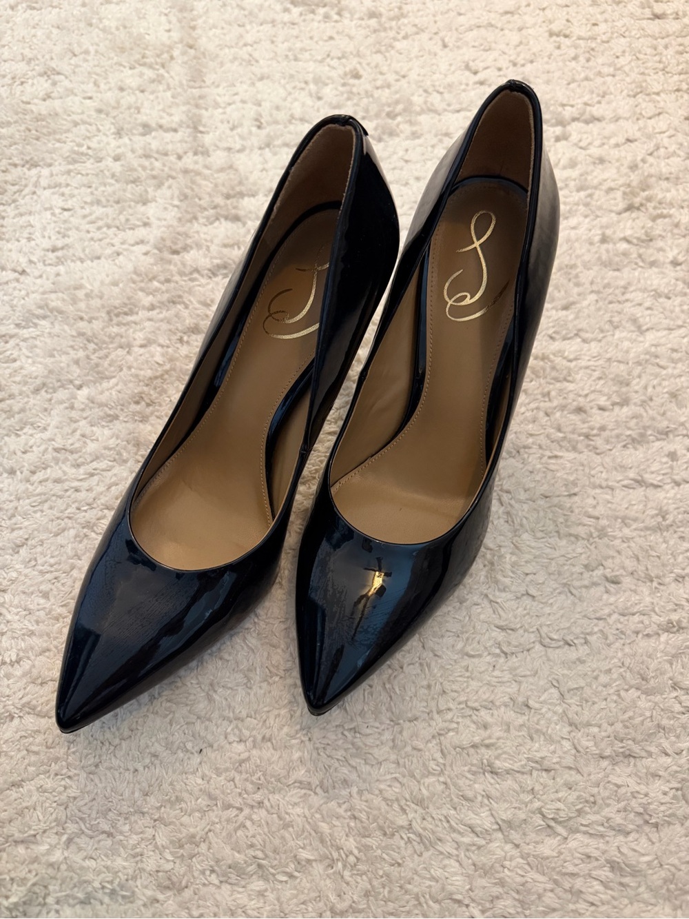 Sam Edelman Navy Patent Pointed Toe Pumps